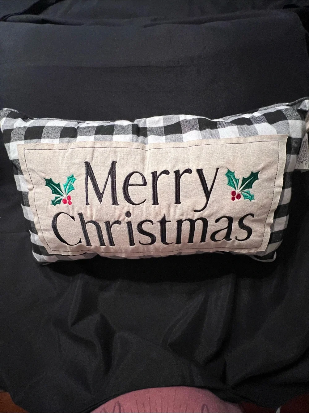 Merry Christmas Buffalo Plaid Decorative Pillow